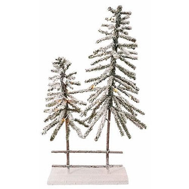 2 Flocked Trees with LED Lights - The Fox Decor